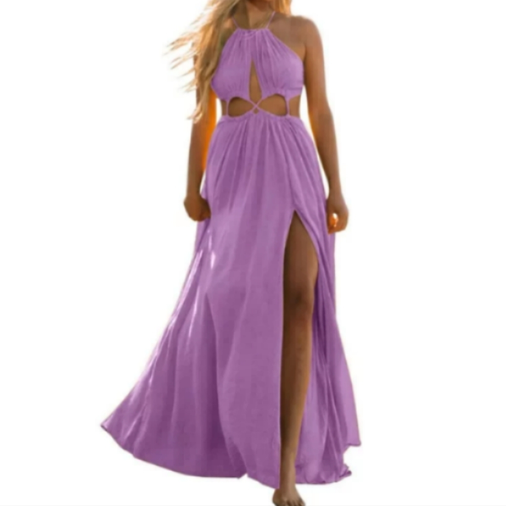 Free People Lavender Halter Cutout Maxi Dress